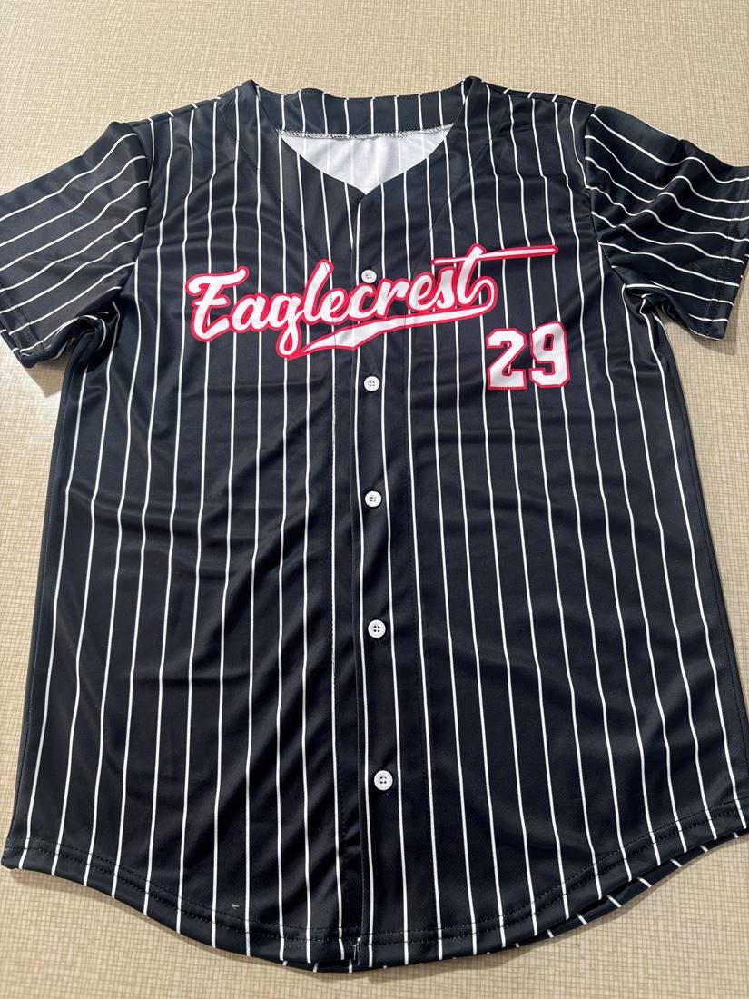 front of class spirit jersey, black with white pinstipes